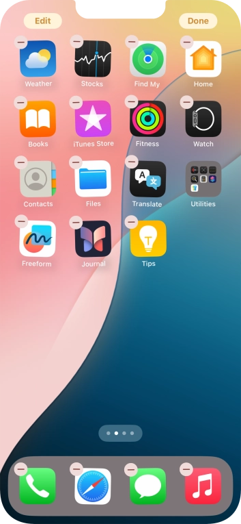 Press the home screen page icon.