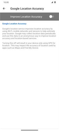 If you press the indicator next to 'Improve Location Accuracy' to turn on the function, your phone can find your exact position using the GPS satellites, the mobile network and nearby WiFi networks. Satellite-based GPS requires a clear view of the sky.