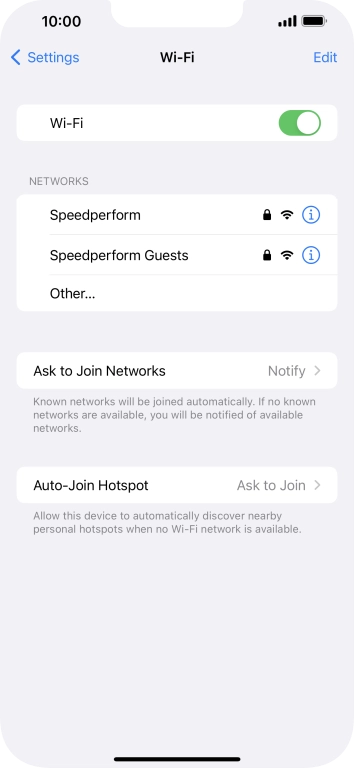 Press the required WiFi network and key in the password for the WiFi network.