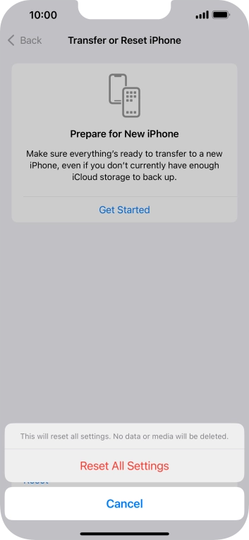 Press Reset All Settings.