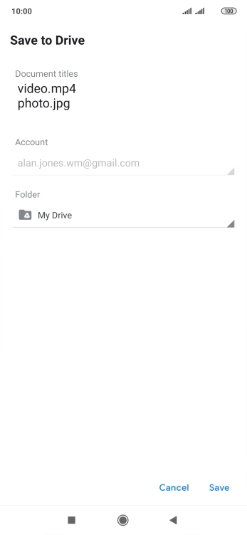 Press the field below 'Folder' and go to the required folder.