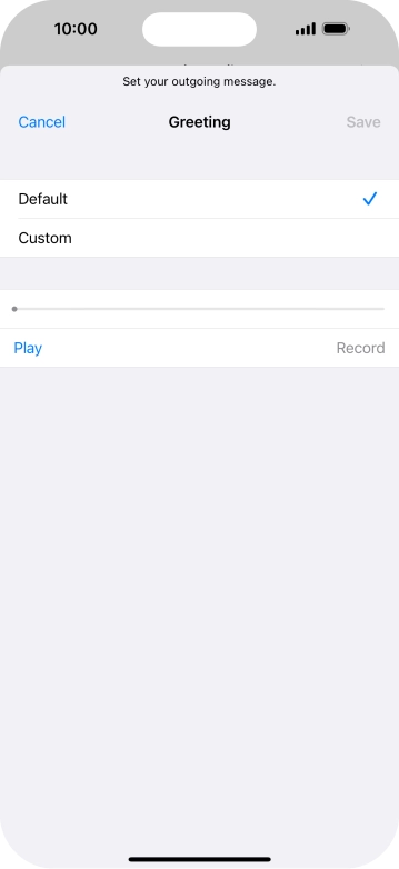 Press Default to select the default greeting.