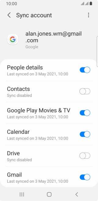 Press the indicator next to 'Contacts' to turn on the function.