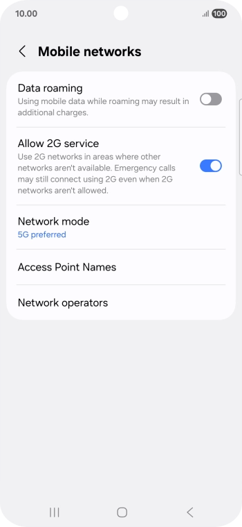 Press Network mode.