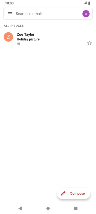 Press the email account icon. Press the email account icon.