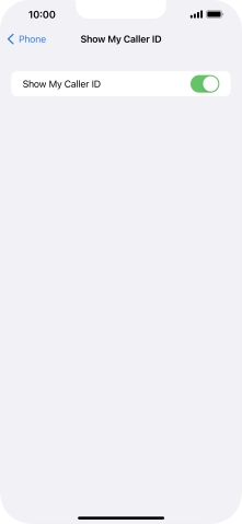Press the indicator next to 'Show My Caller ID' to turn the function on or off.