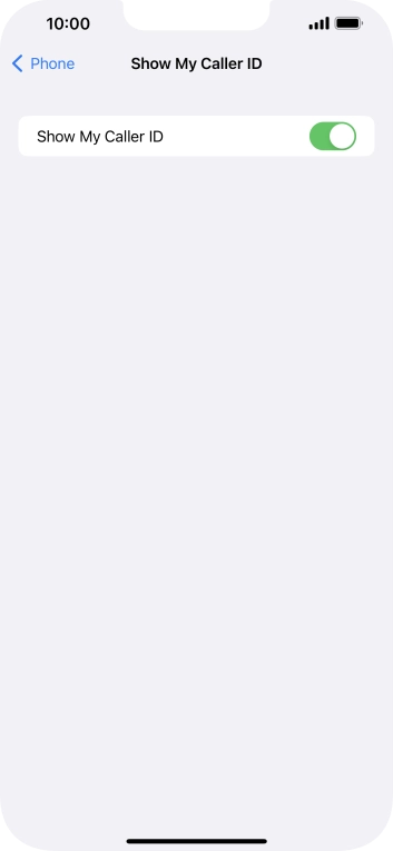 Press the indicator next to 'Show My Caller ID' to turn the function on or off.