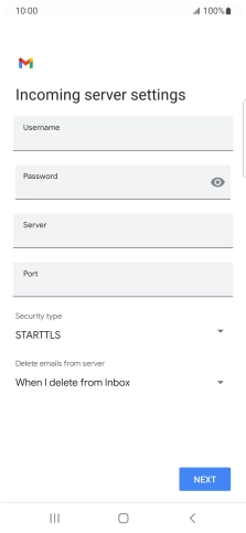 Press the field below 'Username' and key in the username for your email account.