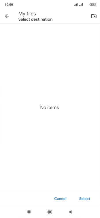 To create a new folder, press the new folder icon and follow the instructions on the screen to create a new folder.