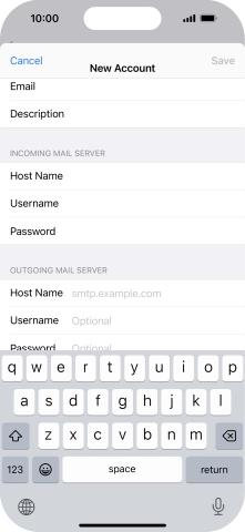 Press Host Name and key in the name of your email provider's outgoing server.