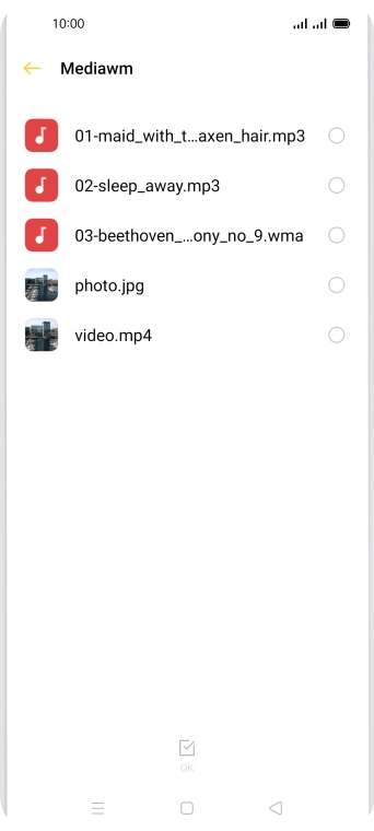 Press the required file. Press the required file.