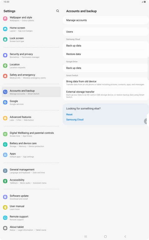 Press Manage accounts. Press Manage accounts.