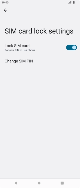 Press the indicator next to 'Lock SIM card' to turn the function on or off.