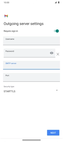 Press the field below 'Port' and key in 25.