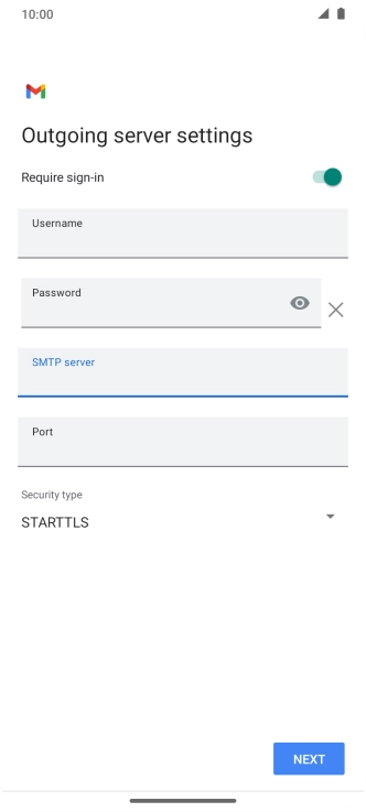 Press the field below 'Port' and key in 25.