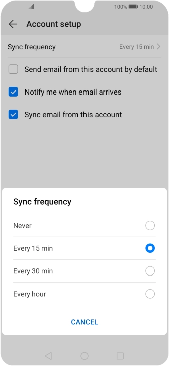Press the required setting. Press the required setting.