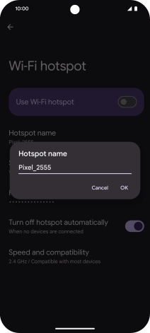 Key in the required WiFi hotspot name and press OK.
