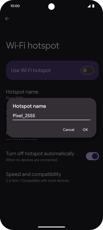 Key in the required WiFi hotspot name and press OK.