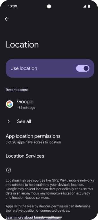Press App location permissions. Press App location permissions.