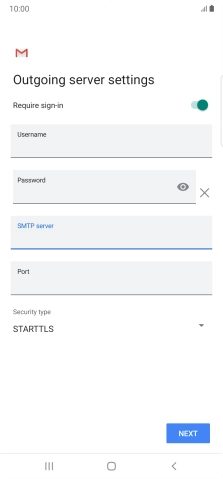 Press the field below 'Port' and key in 25.