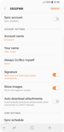 Press the indicator next to 'Sync account' to turn on the function.