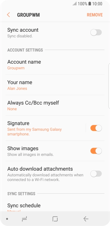 Press the indicator next to 'Sync account' to turn on the function.