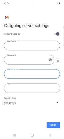Press the field below 'Port' and key in 587.