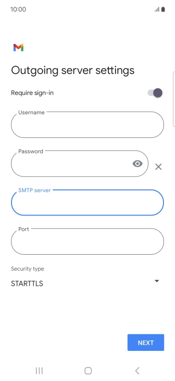 Press the field below 'Port' and key in 587.