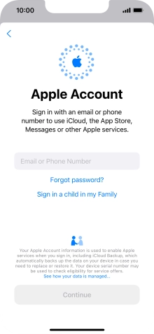 Press Email or Phone Number and key in the username for your Apple ID.