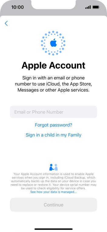 Press Email or Phone Number and key in the username for your Apple ID.
