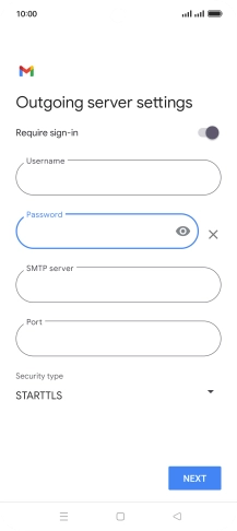 Press the field below 'SMTP server' and key in the name of your email provider's outgoing server.