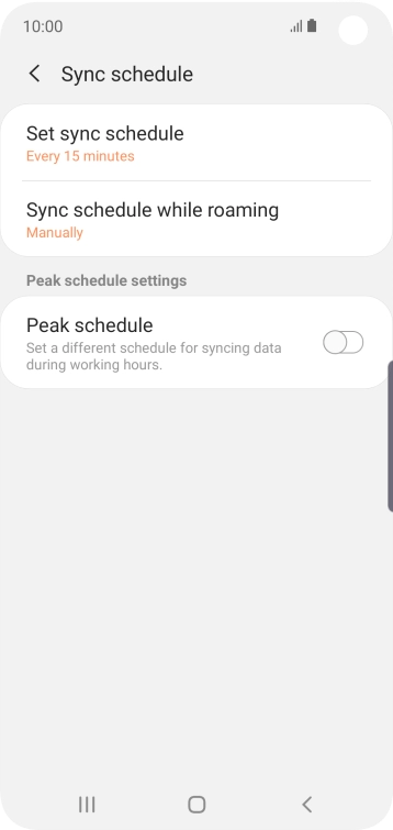 Press Set sync schedule. Press Set sync schedule.
