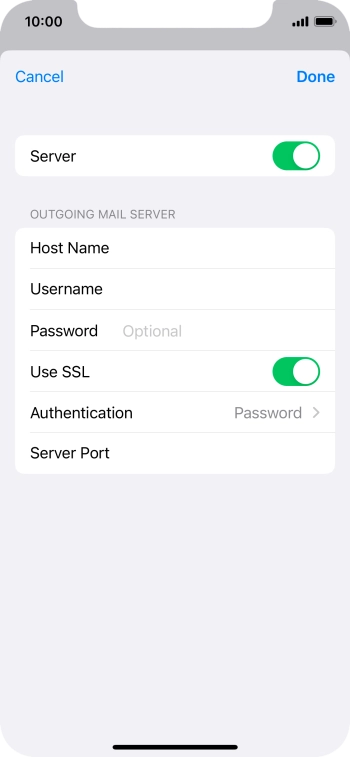 Press the indicator next to 'Use SSL' to turn off the function.