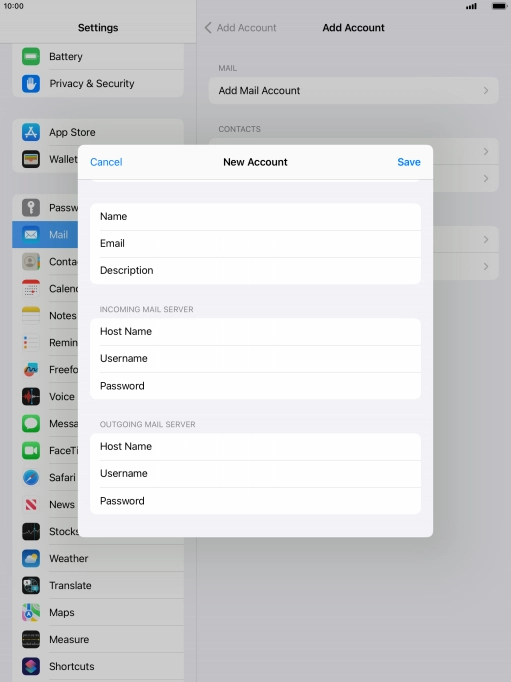 Press Save. Your email account has now been set up. To select more settings for incoming and outgoing server, proceed with the following steps. Press Save. Your email account has now been set up. To select more settings for incoming and outgoing server, proceed with the following steps.