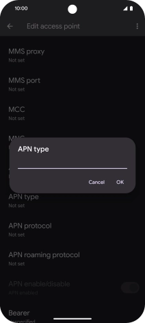 Key in default and press OK.