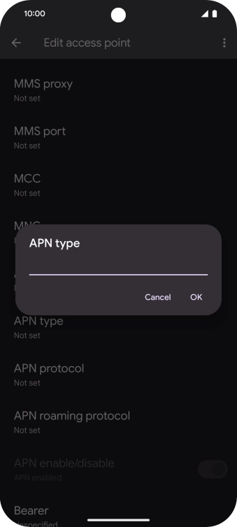 Key in default and press OK.