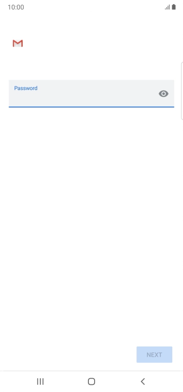 Press the field below 'Password' and key in the password for your email account. Press the field below 'Password' and key in the password for your email account.