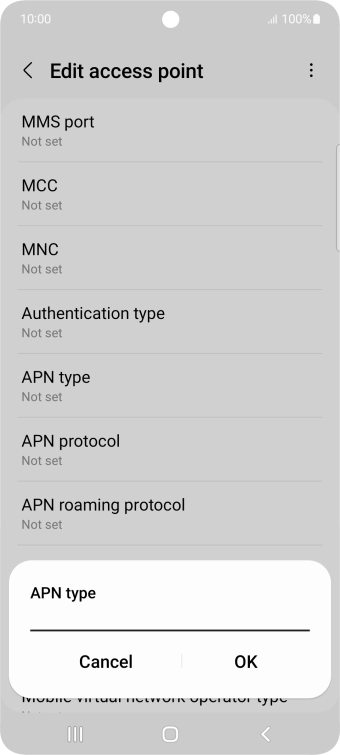 Key in default and press OK.