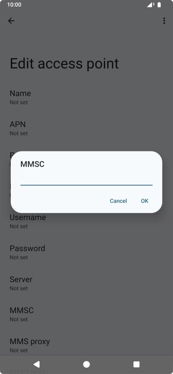 Key in http://mmsc.mms.o2.co.uk:8002 and press OK.