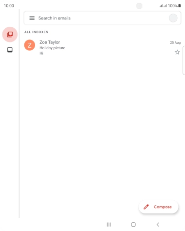 Press the email account icon.