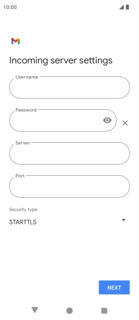 Press the field below 'Username' and key in the username for your email account.