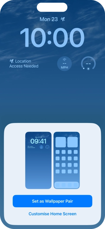 To use the same colour theme on the home screen, press Set as Wallpaper Pair. To use the same colour theme on the home screen, press Set as Wallpaper Pair.