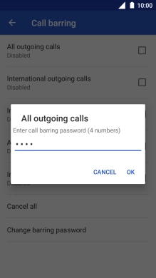 Key in your barring password and press OK.