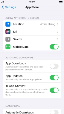 Press the indicator next to 'App Updates' to turn the function on or off.