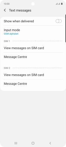 Press Message Centre below the required SIM.