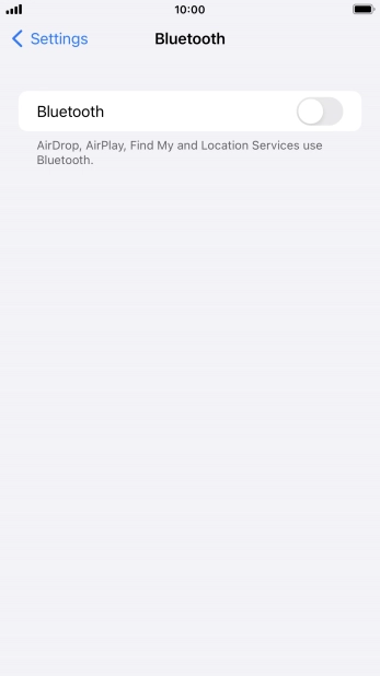 Press the indicator next to 'Bluetooth' to turn on the function.