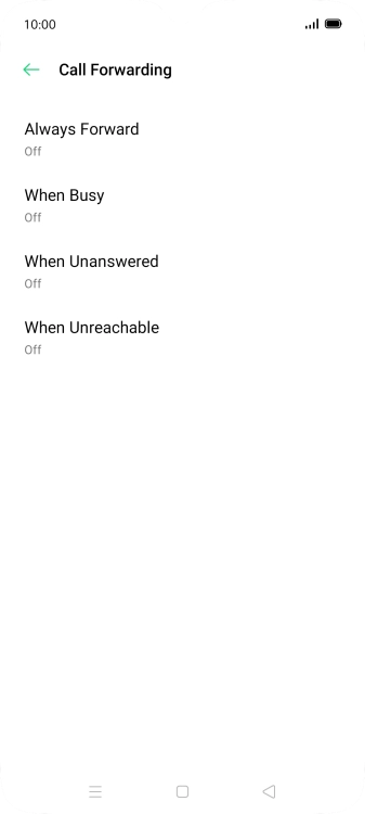 Press the required divert type.