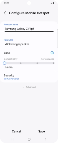 Press the field below 'Network name' and key in the required name.