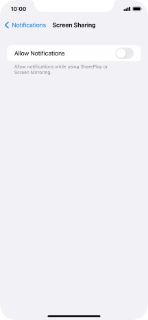 Press the indicator next to 'Allow Notifications' to turn the function on or off.