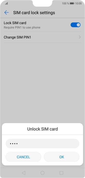 Key in your SIM PIN and press OK. The default SIM PIN is 0000.